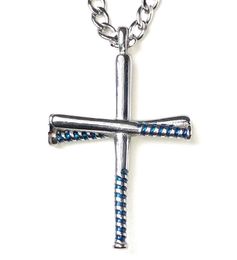 wholesale blue bat round Titanium Sport Accessories Stainless Steel Baseball Cross Women and Men Bible Verse Necklace Christian Religion Jewellery Gift For Lover