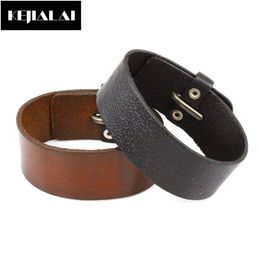 Men Bracelet Punk Style Genuine Leather Bangle Vintage Handmade High Quality Jewellery With Delicate Clasp Gift For Lover