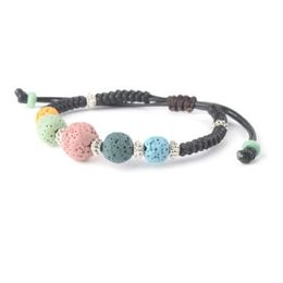 Shipping Ethnic Colourful Volcano Lava Stone Beads Bracelet DIY Aromatherapy Essential Oil Diffuser Women Bracelet