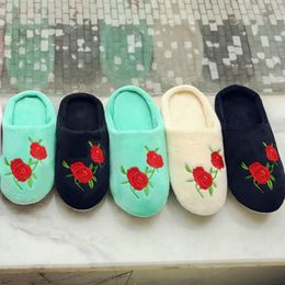 Embroidered Drop Winter Home Women 518 Slippers Rose Shoes Soft Warm House Indoor Bedroom Wedding Couples 111