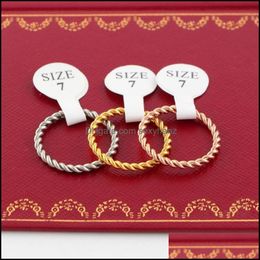 Wedding Rings Jewelrykorean Version Of Simple Bony Knot Tail Plated 18K Rose Gold Mahua Joint Womens Jewellery Small Ring Wholesale Drop Deliv