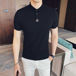 Summer Polo Shirts Men Business Casual POLO Shirts Slim Fit Turn Down Collar Male Tops High Quality Korean Fashion Clothing 210527