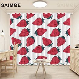 Curtain & Drapes Fruit Strawberry Curtains Modern Art For Living Room Bedroom Red Blackout Window Home Decor Ultra Micro Shading