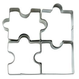 2021 New 4 Pcs Baking Moulds Puzzle Shape Stainless Steel Cookie Cutter Set DIY Biscuit Mold Kitchen Tools Dessert Fondant Molds