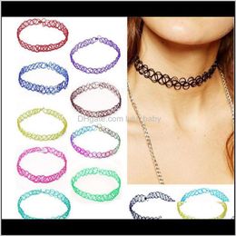 Chokers & Pendants Drop Delivery 2021 Fashion Handmade Vintage Hippy Stretch Tattoo Choker Necklace Elastic Line Punk Grunge Statement Neckla