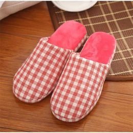 Home Cotton Slippers Soft Plush Indoor House Flat Shoes Warm Woman Slipper Winter Slip On Lovers Couples Floor Slides Causal 211110