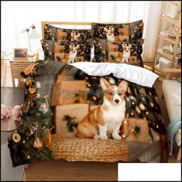 Bedding Sets Supplies Home Textiles & Garden Cute Dog Duvet Er Set 3D Digital Printing Bed Linen Fashion Design Comforter Drop Delivery 2021