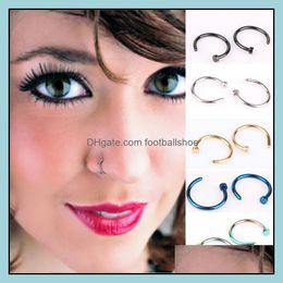 Nose Rings & Studs Body Jewelry 316L Stainless Steel Piercing Fashion Women Open Hoop Earring Non Drop Delivery 2021 3Vs2H