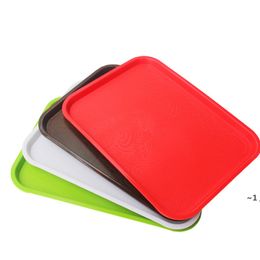 Rectangle Fruit Salad Plate Plastic Storage Dinner Plates Children Snack Tray Solid Colour Kitchen Home Trays Hotel Tableware RRA10020