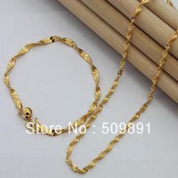 Earrings & Necklace SE690 Fashion 24k Gold Cover Jewellery Sets 2mm Twist Chain Necklaces Bracelets For Women Men Wedding Anniversary Bijouter