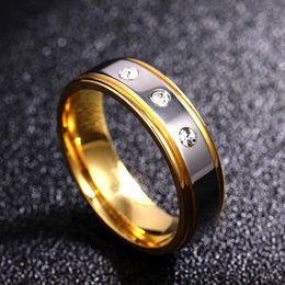 big style men rings Canada - Wedding Rings Classical Ring Generous Style 316L Stainless Steel With Big Clear Dazzling CZ For Women Men Present Couple Jewelry