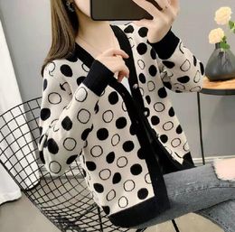 Women's Sweater High Quality Fashion Designer Bee Embroidery Cardigan Long Sleeve Single Breasted Contrast Colour Button Knitted Sweaters