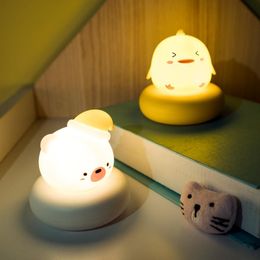 2022 лампа утка ночь свет Ночные огни светлые USB мультфильм светодиодные лампы медведь утка кошка для дома спальня ребенка детский детский декор игрушки подарки кроватью