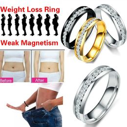 2020 Fashion Jewellery Slimming Healthy Magnetic Therapy Healthcare Weight Loss Ring Crystal Stainless Steel Rings For Women