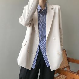 Solid Minimalist Blazer Women Tops Autumn OL Elegant High Quality Loose Casual Suit Jacket Female Blazers 210421