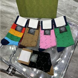 Rainbow Designer Women Socks Hosiery Fashion Letter Embroidery Unisex Stockings Party & Banquet Soft Cotton Couple Sock254h
