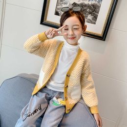 Girls Sweater Kids Coat Outwear 2021 Charming Plus Velvet Thicken Warm Winter Autumn Knitting Tops Cotton Fleece Children's Clo Y1024