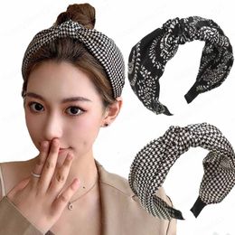 Fabric knotted Wide-brimmed Headband Hairbands Bezel Hair Hoop Women Fashion Plaid Headbands Hair Accessories