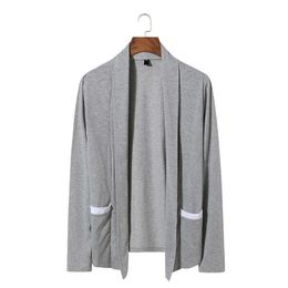 Mens Lightweight Cardigan Sweater Shawl Collar Open Front Long Sleeve Knit Slim Fit Cashmere Sweaters with Pockets Jersey Hombre Y0907