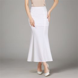 Ruffles Fish Tail Skirt Women White Black Ankle-Length Long Back Zipper Trumpt Mermaid Empire High Waist S-XXL B92993 210421