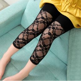 Children summer lace leggings baby girls thin cotton stitching laces pants fashion kids princess tights S1131