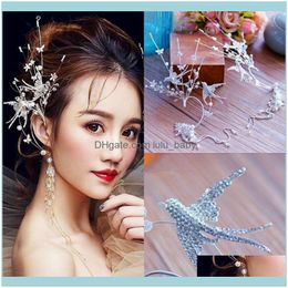 Barrettes Jewelryluxury Handmade Cubic Zircon Brides Headdress Hair Clip Super Fairy Jewellery Ear Hanging Dual Use Wedding Aessories Clips &