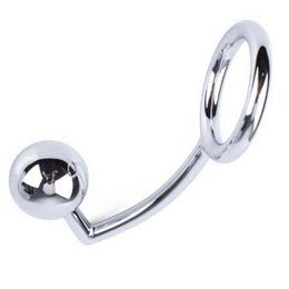 NXY Sex Anal toys FBHSECL 40/45/50mm Metal Hook with Penis Ring for male Plug Chastity Lock Fetish Cock Toys Men 1202