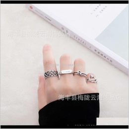 Cluster Rings Jewellery Drop Delivery 2021 Mens And Womens Thai Sier Lettered Hand Ring Without Inlay Ylcf3