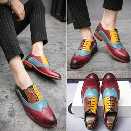 Oxford Shoes Fashion Brogue Men luxurys Leather Formal Dress Comfortable Office Party Footwear Wedding Style Mens boots