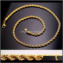 Necklaces & Pendants Gold Chains Fashion Stainless Steel Hip Hop Jewelry Rope Chain Mens Necklace Drop Delivery 2021 Qrgwh