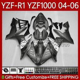OEM Body Kit For YAMAHA YZF-R1 YZF1000 YZF R 1 1000CC 2004 2005 Glossy Grey 2006 Bodywork 89No.157 YZF R1 1000 CC YZFR1 04 05 06 YZF-1000 2004-2006 Motorcycle Fairings
