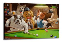 Dogs Playing Pool Home Decor Huge Oil Painting On Canvas Handpainted/HD-Print Wall Art Pictures Customization is acceptable 21060204