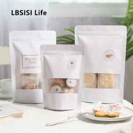 LBSISI Life 50pcs Nougat Candy Cookie Bags Self Stand With Window Snowflake Food Chocolate Hold Pack Plastic Gift Bag 210402