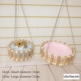 Cat Beds & Furniture Pet Hammock Hamster Hanging Bed Small Animal Warm House Mini Pets Sleeping Bags Practical Style 14/22CM Supplies Wooden
