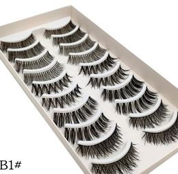 10 Pairs/set 3D Faux Mink Lashes False Eyelashes Handmade thick cross natural nude makeup transparent Cotton Stalk eyelash J079