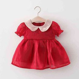 Infant Girls Short Sleeve Dress 2021 New Summer Fashion Princess Dress Cute Wear Wholesale Birthday Dress for 1 Year Baby Girl G1129