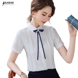 Naviu Fashion Summer For Women Short Sleeve Blouses Chiffon Shirt Formal Office Wear Blusas 210604
