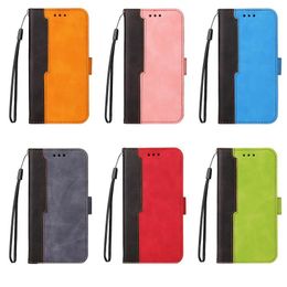 Contrast Color Wallet pu Leather Cases For Iphone 13 12 11 Pro Max Mini XR XS 8 7 SE2 6 Hybrid Credit ID Card Slot Holder Stand Cover Magnetic Pouch Strap Lanyard Fashion