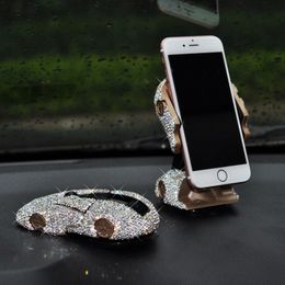 Decorative Objects & Figurines Creative Bling Rhinestones Car Phone GPS Navigation Bracket Sports Model Ornaments Suction Cup USB Fast Charg