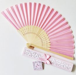 100 pcs Personalized Wedding Favors and Gifts for Guest Silk Fan Cloth Weddings Decoration Hand Folding Fans + Printing SN2452