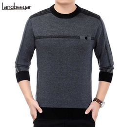 Fashion Brand Sweater For Mens Pullovers Thick Slim Fit Jumpers Knitwear Wool Autumn Korean Style Casual Mens Clothes 211008