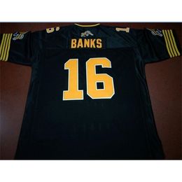 Custom 009 Hamilton Tiger-Cats #16 Brandon Banks real Full embroidery College Jersey Size S-6XL or custom any name or number jersey