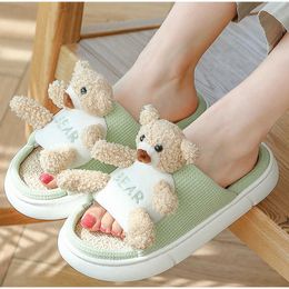 Cartoon Bear Doll Doll Donne Pantofole Donne Pavimento Casa Uomini Coppie Scarpe 2021 Summer Autumn Plated Plated Plated Slippers da donna Indoor antiscivolo Y0731