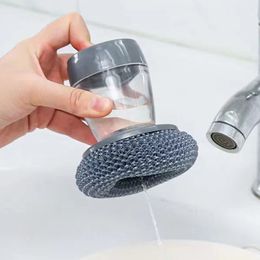 Cleaning Brushes Dish Washing Scrubber Soap Dispenser Refillable Washing Sponge Kitchen Pot Cleaner