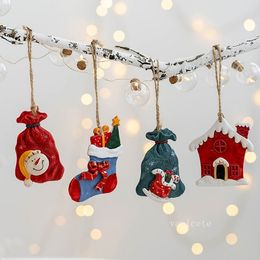 Party Favor Christmas pendant socks gift bag house Snowman pendant Christmas decorations T2I52554