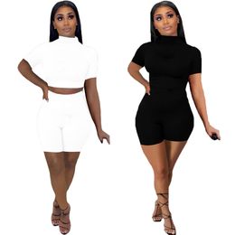 Designer New Women jogger suits Summer tracksuits short sleeve T shirtsshorts two piece set plus size outfits casual black sportswear joggers running clothing 4938