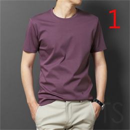Cotton short-sleeved t-shirt men's summer youth slim thin section mercerized cotton 210420