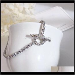 Charm Bracelets Drop Delivery 2021 Horizontal Bar Bracelet 925 Sterling Sier Jewellery Women Wedding Jewelry1 Yy4Js