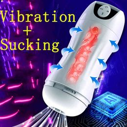 Nxy Automatic Aircraft Cup Voice Sucking Vibration Sex Toys for Men Vacuum Usb Machine Shop Vagina Strong Electric Male Masturbator 220419