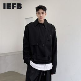 IEFB Men's Wear Silhouette Oversized Black Jacket Men's Short Coat Spring Causal Off Shoulder Workwear Clothes 9Y5559 210524